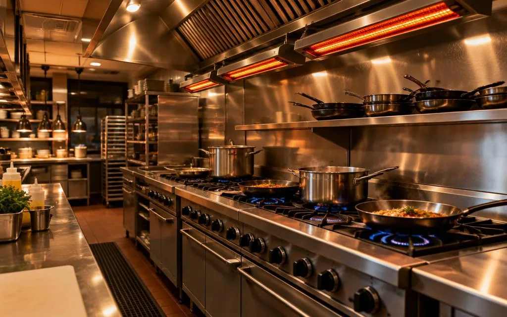 Équipements de cuisson au gaz dans une cuisine commerciale