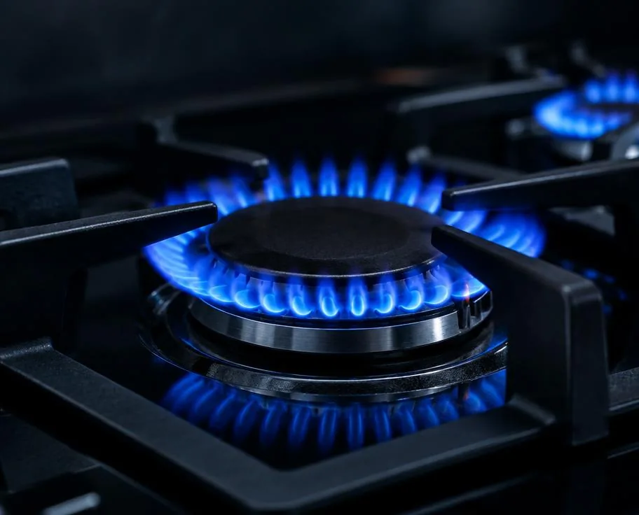 Surface de cuisson au gaz dans une cuisine