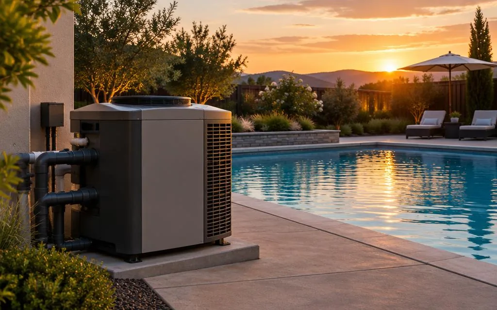 Chauffe-piscine installé près d’une piscine